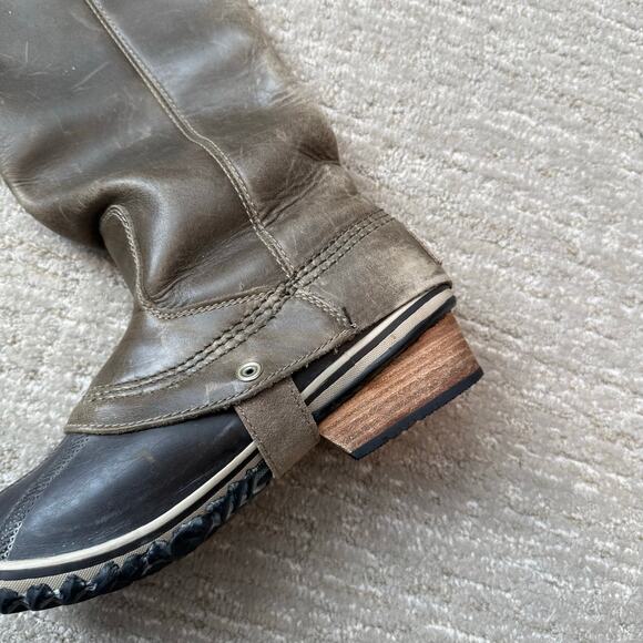 SOREL Slimpack Tall Equestrian Rain Boot Women 7 Nori Green Waterproof - Picture 6 of 9